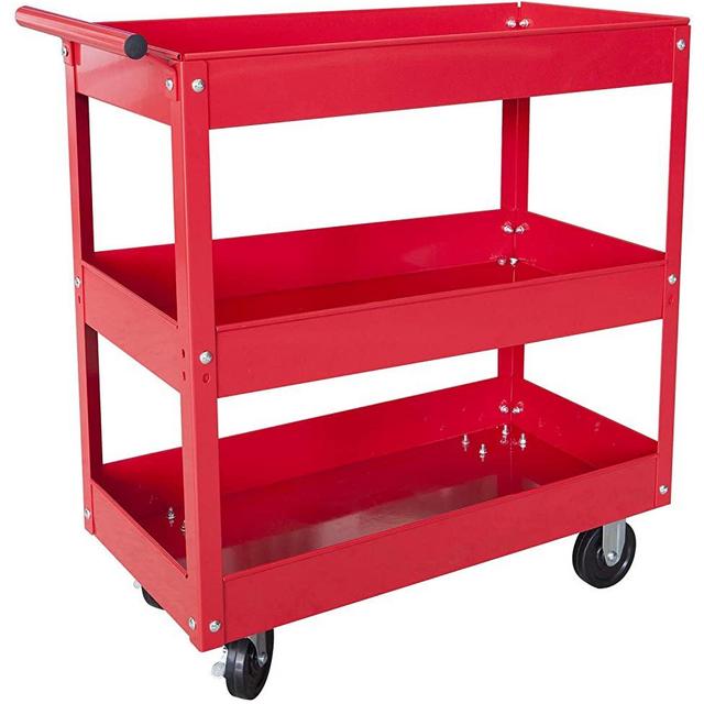 BIG RED 400 LBs Capacity 3 Shelf Steel Service Utility Cart, APTC302R