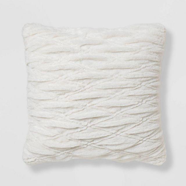 Euro Solid Ruched Faux Fur Throw Pillow - Threshold™