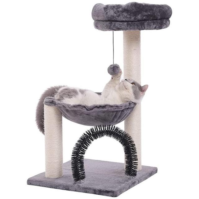 HOOPET cat Tree,27.8 INCHES cat Tower for Indoor Cats, Multi-Level Cat Tree with Scratching Posts Plush Basket & Perch for Play Rest, Cat Activity Tree with Dangling Ball for Kittens/ Small Cats