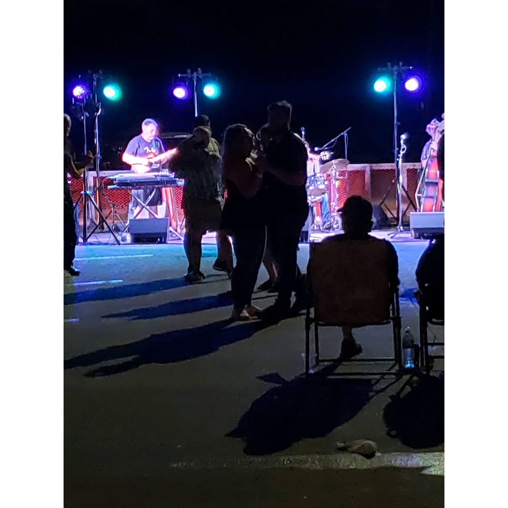 July 2021: Our first date was a summer night at the Roca Tavern. We shared our first dance. Luke ended up meeting several of Briley's family members and friends.