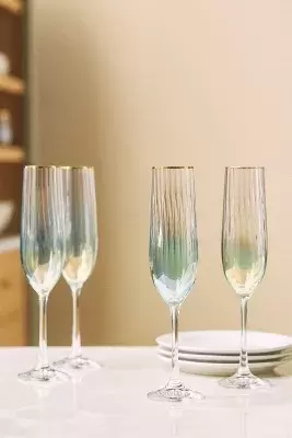 Waterfall Flutes, Set of 4