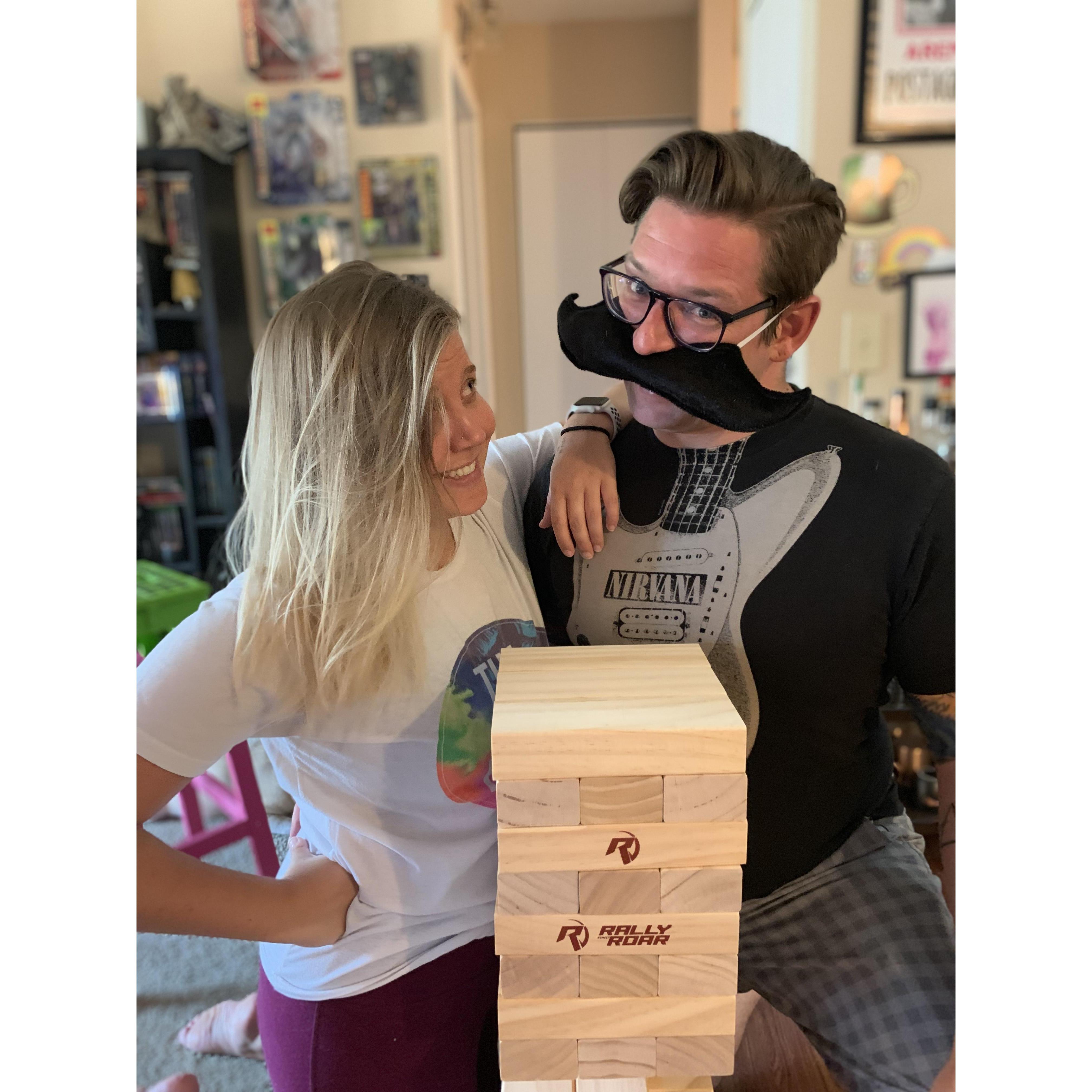 Giant Jenga anniversary gift.