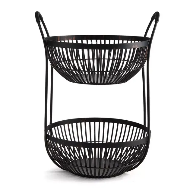 Scott Living Oasis Linear 15-Inch 2-Tier Basket in Black