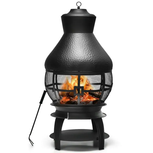 Costway Patio Fire Pit Chimenea Fireplace Wood Burning Heater Garden Backyard