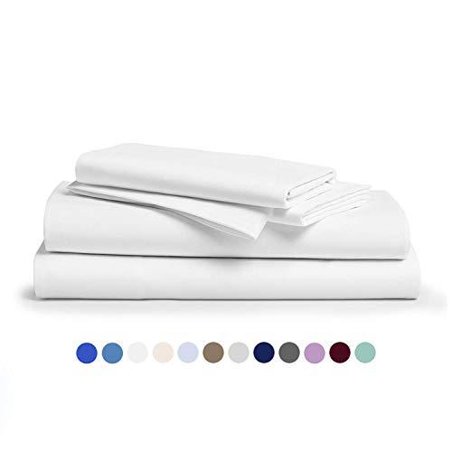 Comfy Sheets 100% Egyptian Cotton Sheets - 1000 Thread Count 4 Pc Queen White Bed Sheet with Pillowcases, Premium Hotel Quality Fits Mattress Up to 18'' Deep Pocket.