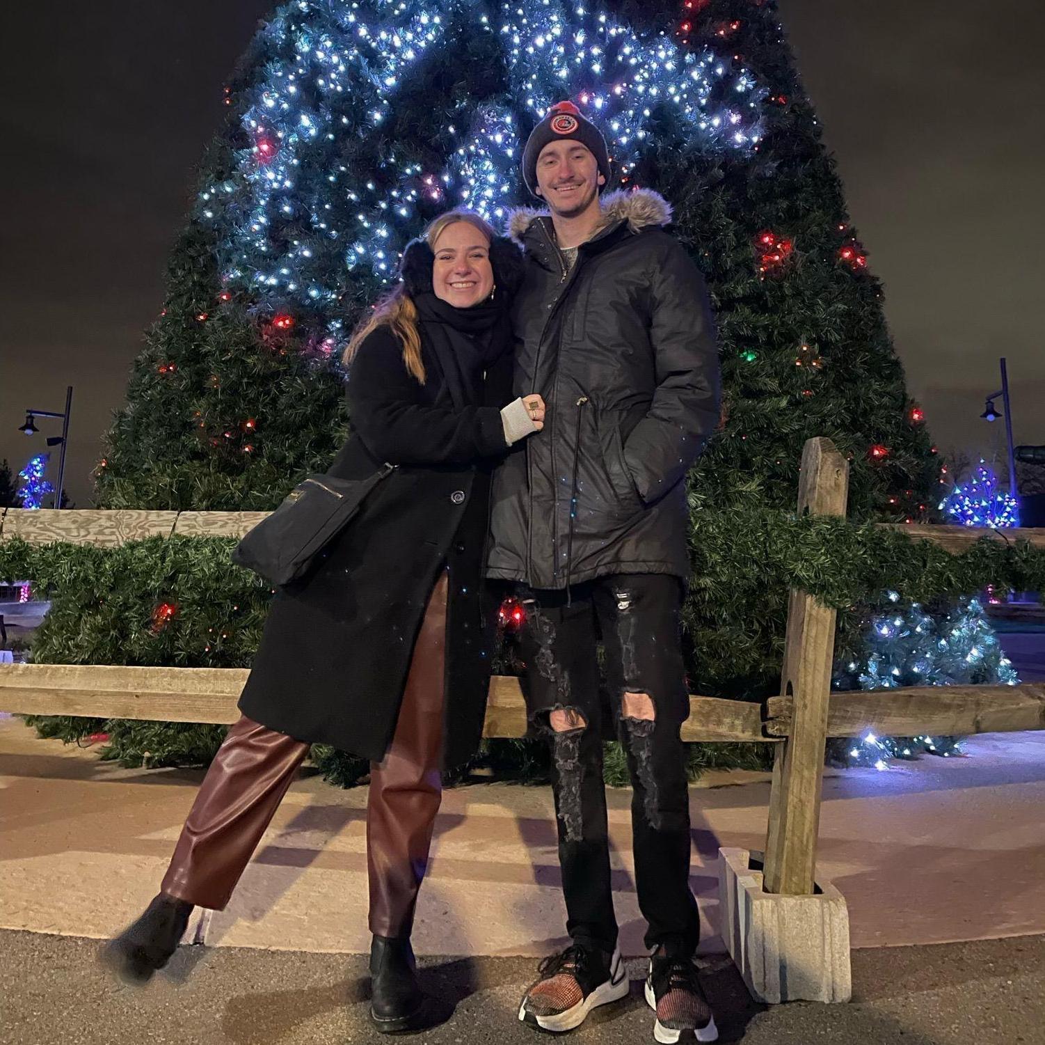In a tradition started on the day they met, Matthew and Liz go to the holiday zoo lights each year (just so he can ask to hold her hand to keep it warm).