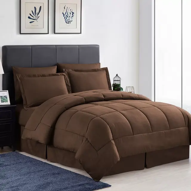 8 Piece Embossed Greek Key Bed In A Bag All Season Complete Set - Sweet Home Collection®