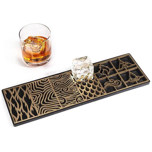 Ice Designer Tray – Craft Modern Ice Molds for Whiskey, Bourbon, & Cocktails in 5 Seconds – Whiskey Ice Mold Ice Cube Stamp – Bartender Accessories for Clear Ice Cocktails by Ash Harbor (Elements)