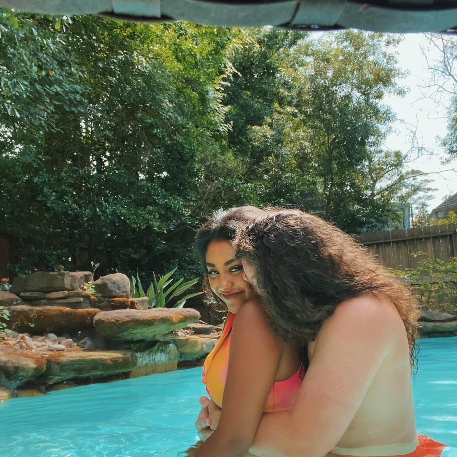 Some of Logan and Addison's favorite days is hanging with Logan's parents in their pool grilling out and talking!