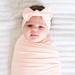 Copper Pearl Knit Headband Bow