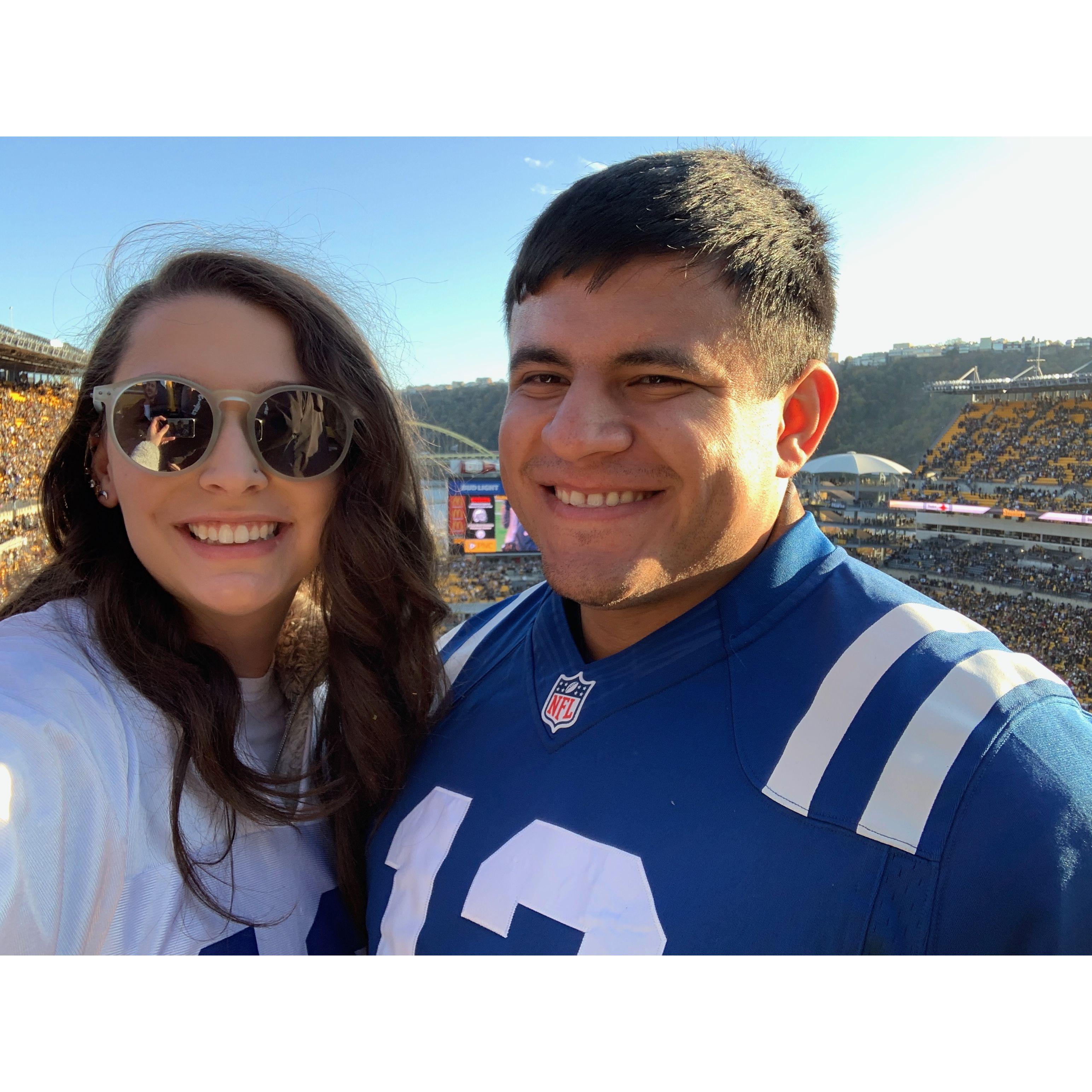 Our first NFL game together in November 2019. We've been to 3 Colts games together! Giants games will be added to the list when they're worth watching, LOL.