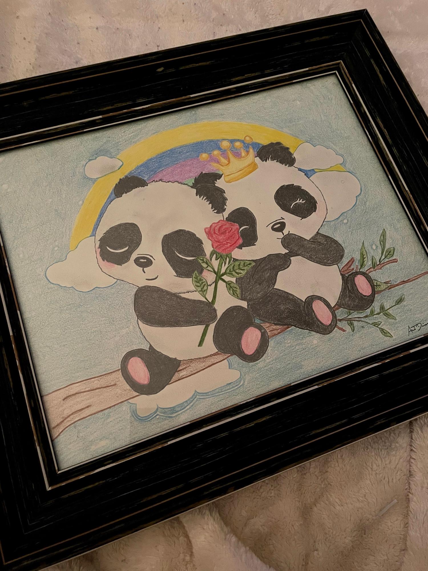 Anthony drew this photo for Christmas 2020. Ana nick named Ant "Panda" because he likes to eat and sleep. Ever since she's called him her "Babe Panda".