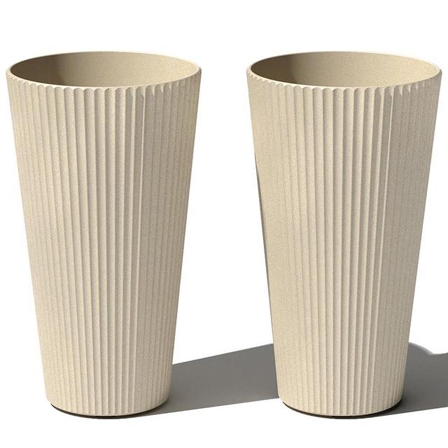 Veradek Demi Series Tall Planter for Porch, Patio, Backyard | Durable Plastic-Concrete Material | Modern Décor for Tall Plants, Grasses