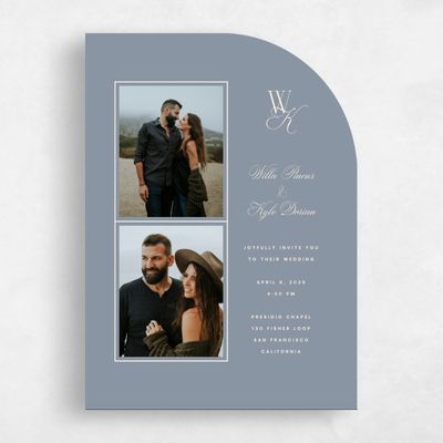 Dusty Blue Wedding Invitation - Lux Multiphoto