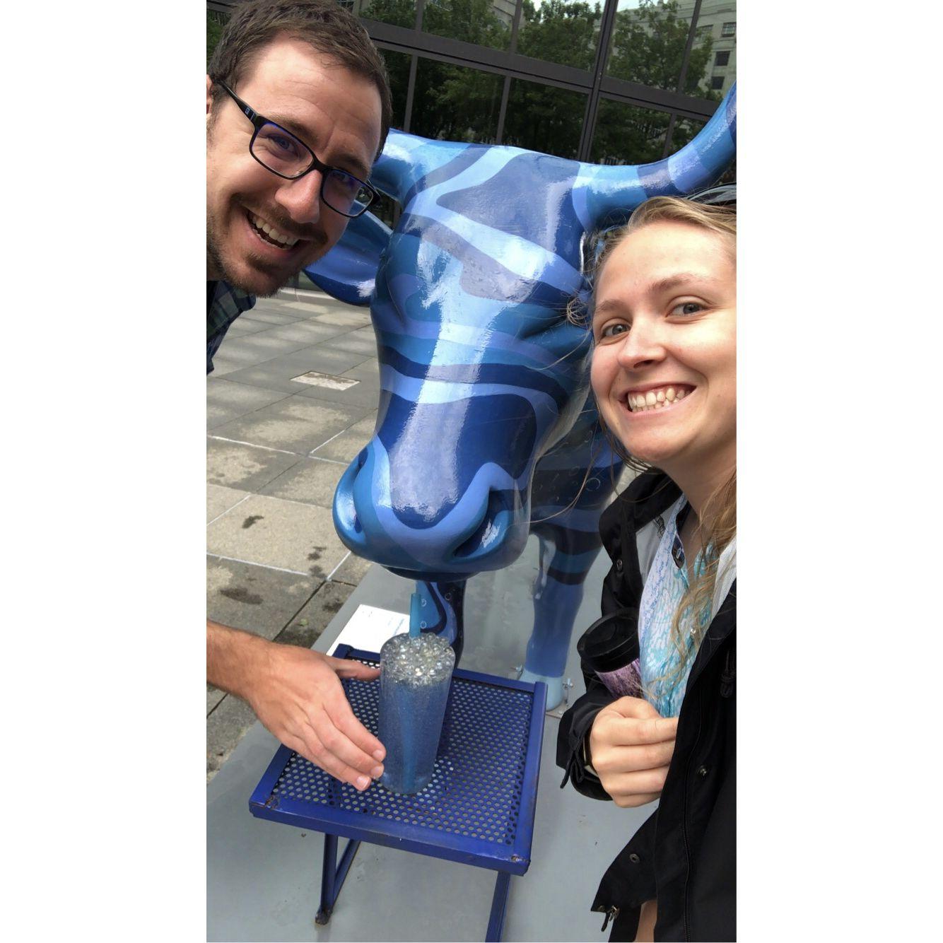 One of the 75 cows that was a part of the CowParade in the summer public art in Boston!
