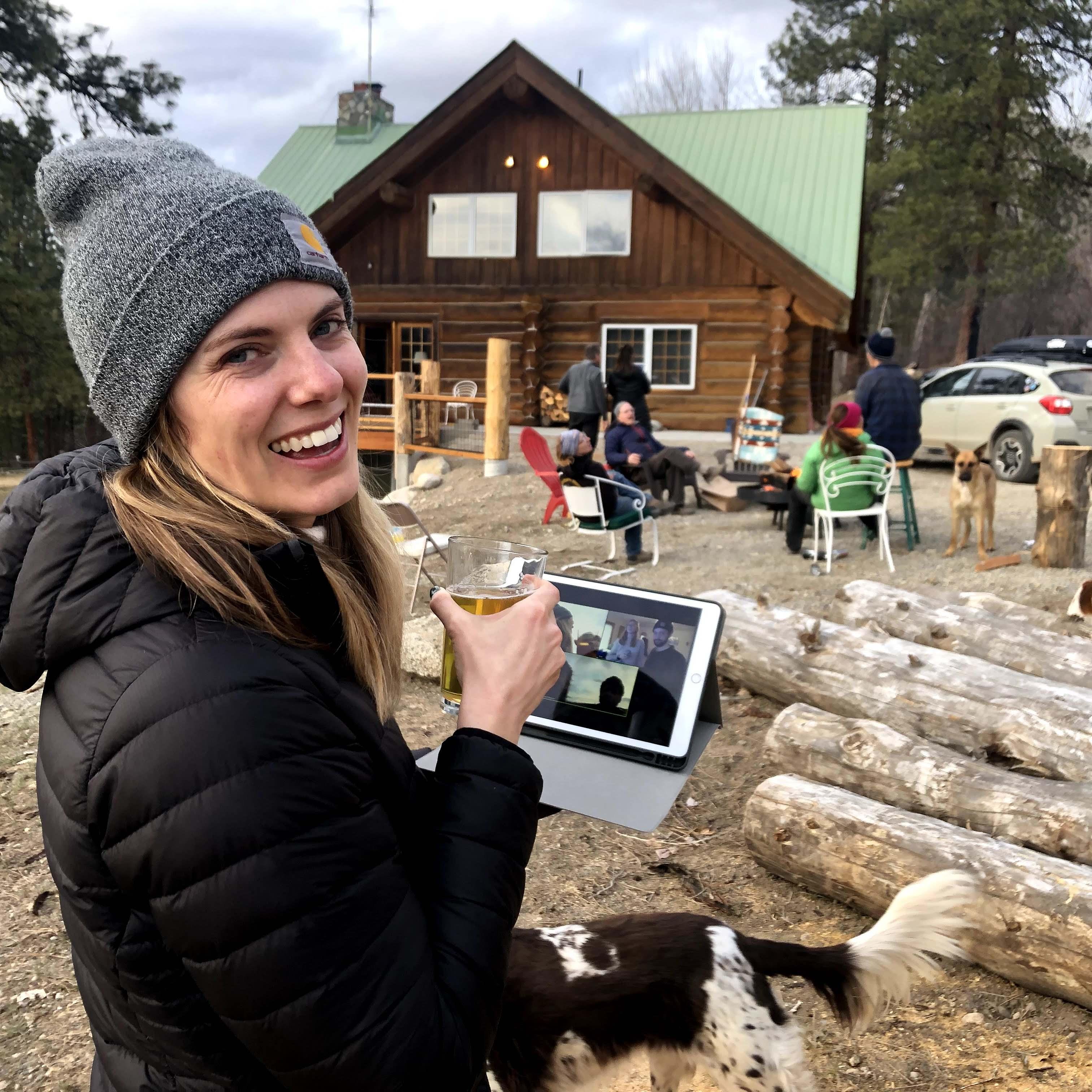A socially distanced + virtual happy hour at the Websters' property, Red Dog Ranch, in Winthrop, Washington. 2020.