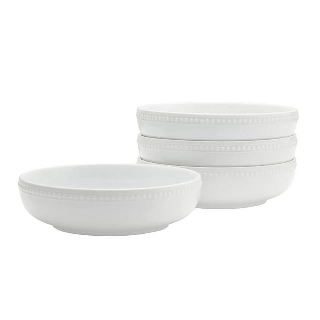 Everyday White by Fitz and Floyd Beaded Dinner Pasta Bowls, Set of 4