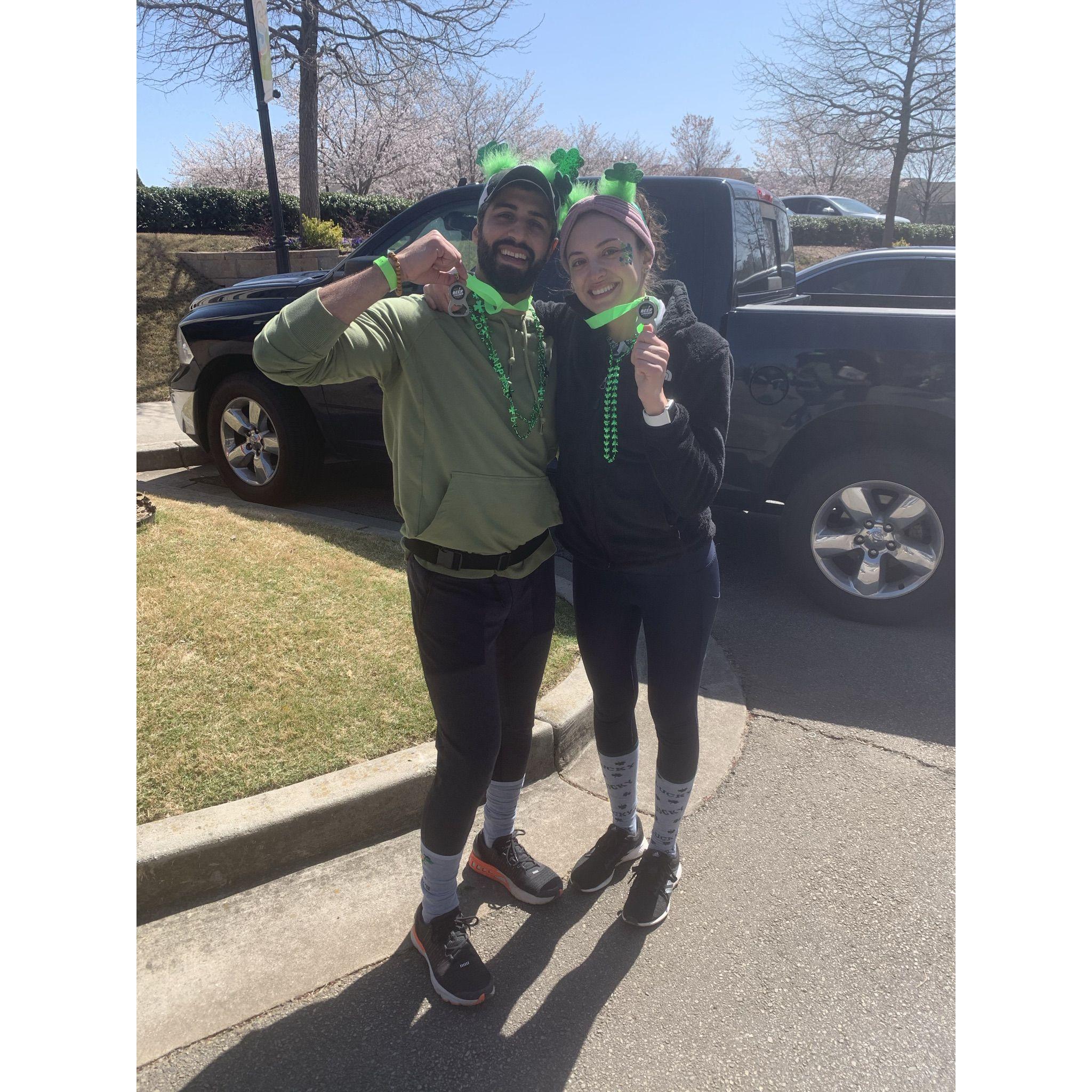 Feeling accomplished after completing our 5K beer run