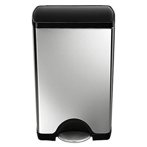 simplehuman® Stainless Steel Rectangular 38-Liter Step-On Trash Can