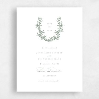 Sage, Green Wedding Save the Date - Vienna Portrait
