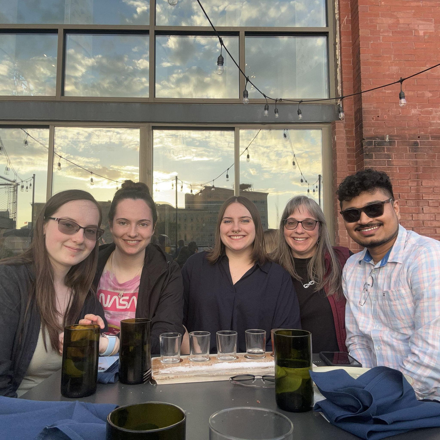 Dining out with loved ones.