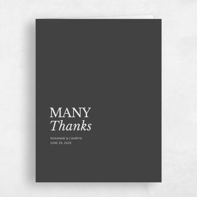 Dark Charcoal, Grey Wedding Thank You - Jaramillo Type