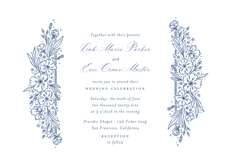 Yolande Landscape | Dusty Cobalt | Zola Wedding Invitations