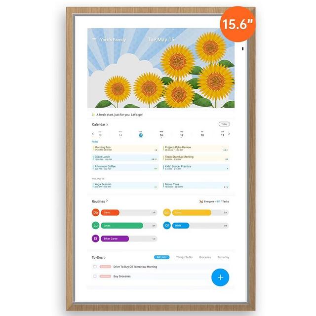 ApoloSign Digital Calendar: 15.6" Wall Planner Electronic Calendar, Smart Touchscreen Interactive Display for Chore Chart, Family Schedules, Supports All Apps via Google Play (Teak, 15.6-inch)