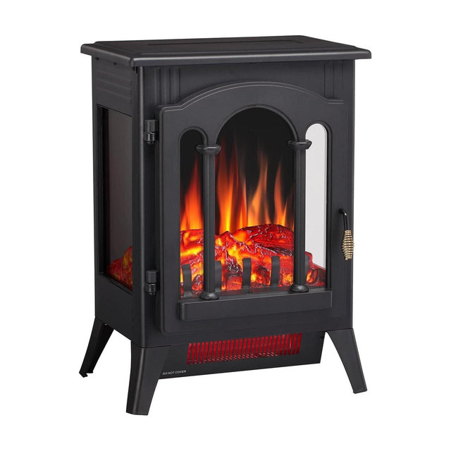 ZAFRO Electric Fireplace Stove, Freestanding Electric Fireplace Heater with Adjustable Flame Brightness, Overheating Protection, 1000W/1500W,