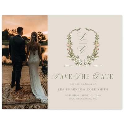 Classic Greige, Beige Wedding Digital Save the Date - Cindra Photo