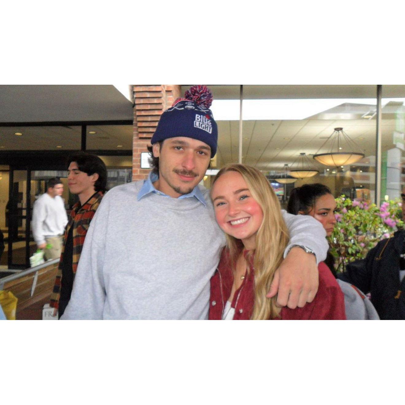 Our first picture together. Lauren brought Geno on her college wine tour. Geno had more fun than he would like to admit.