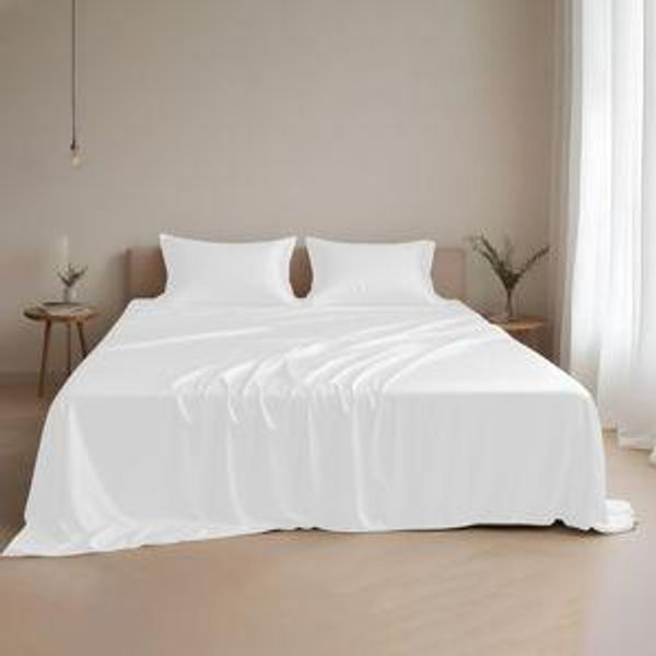 Linenwalas Organic Austrian Eucalyptus Tencel Sheets King Size - Tencel Lyocell Bed Sheets Breathable Cooling Silk Bed Sheets Set Soft Deep Pocket Sheets (King, White)