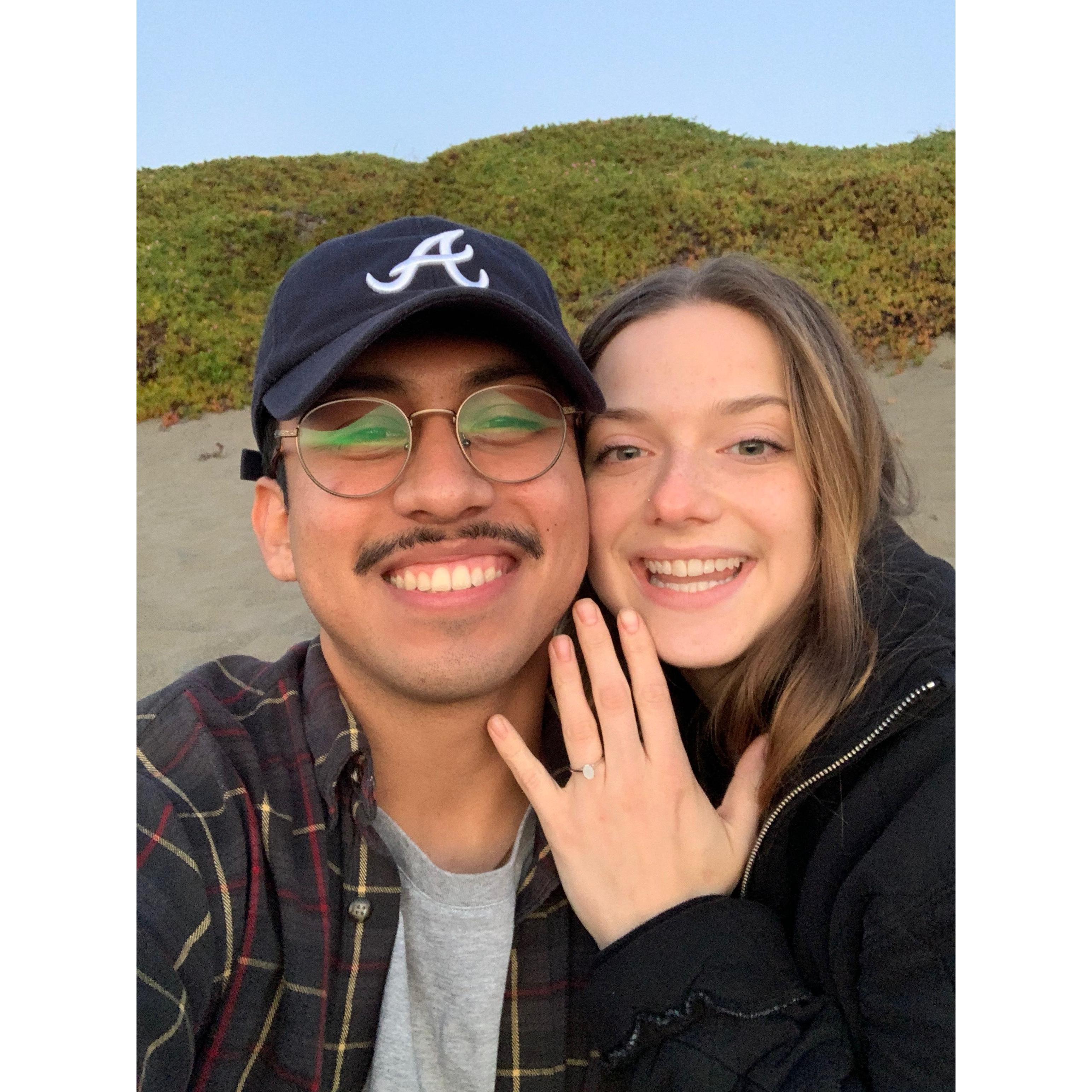 when Samuel "popped the question," at sunset on the beach on November 1st