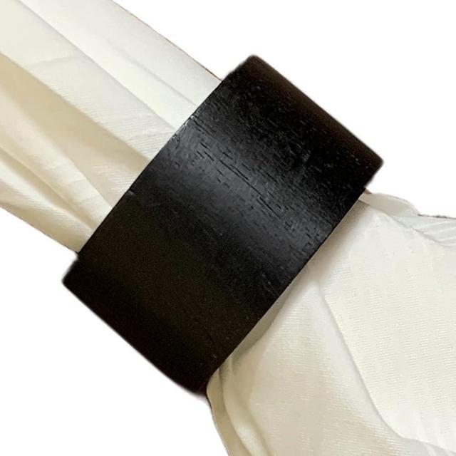 Wood Napkin Rings Set of 8 - Dining Table Napkin Holder, Classic Everyday Use Thanksgiving Holiday Christmas Napkin Rings Buckles, Wedding, Festive Party Gift Farmhouse (Black Plain, 8)