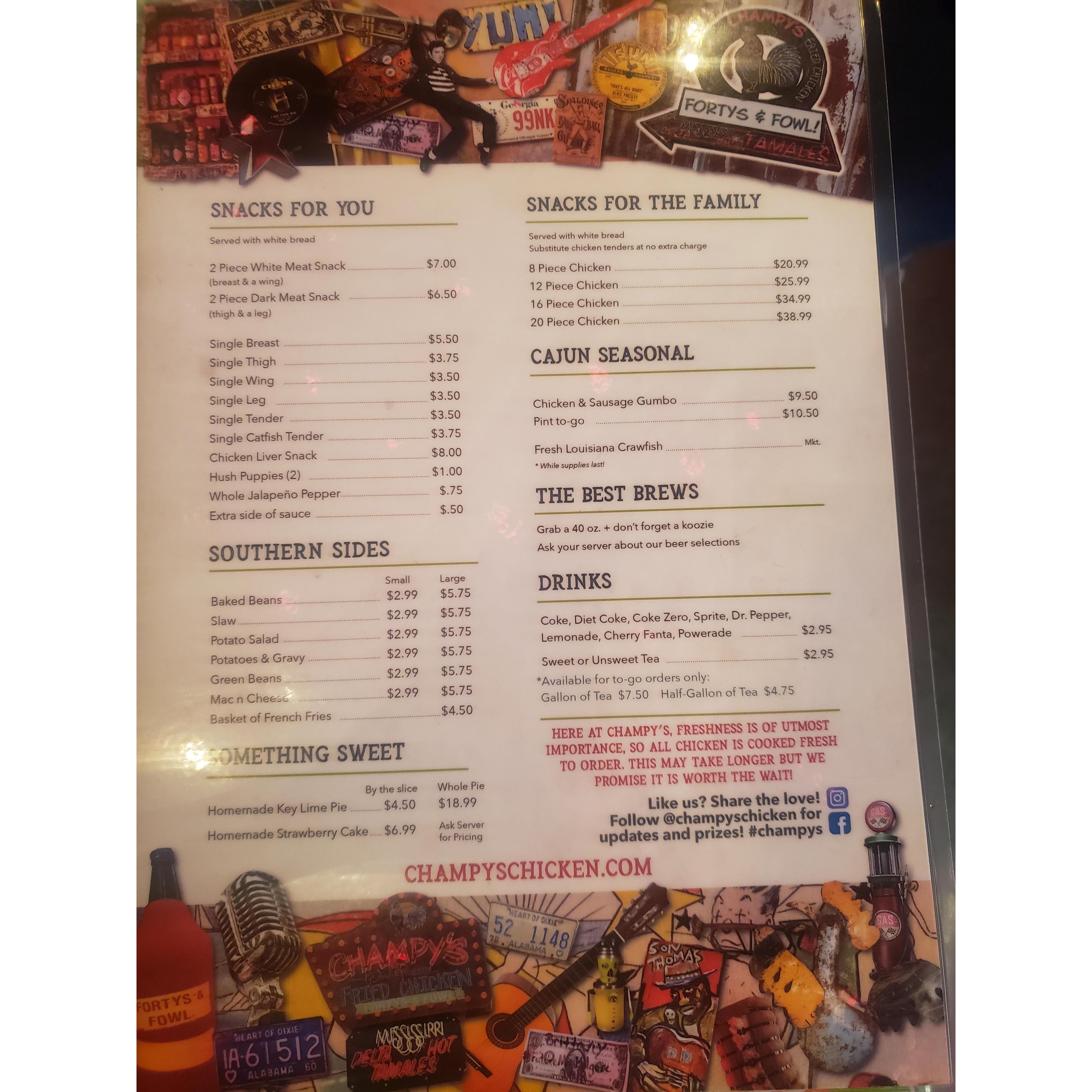 Champys Menu