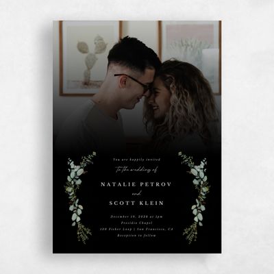 Black Wedding Invitation - Verde Photo