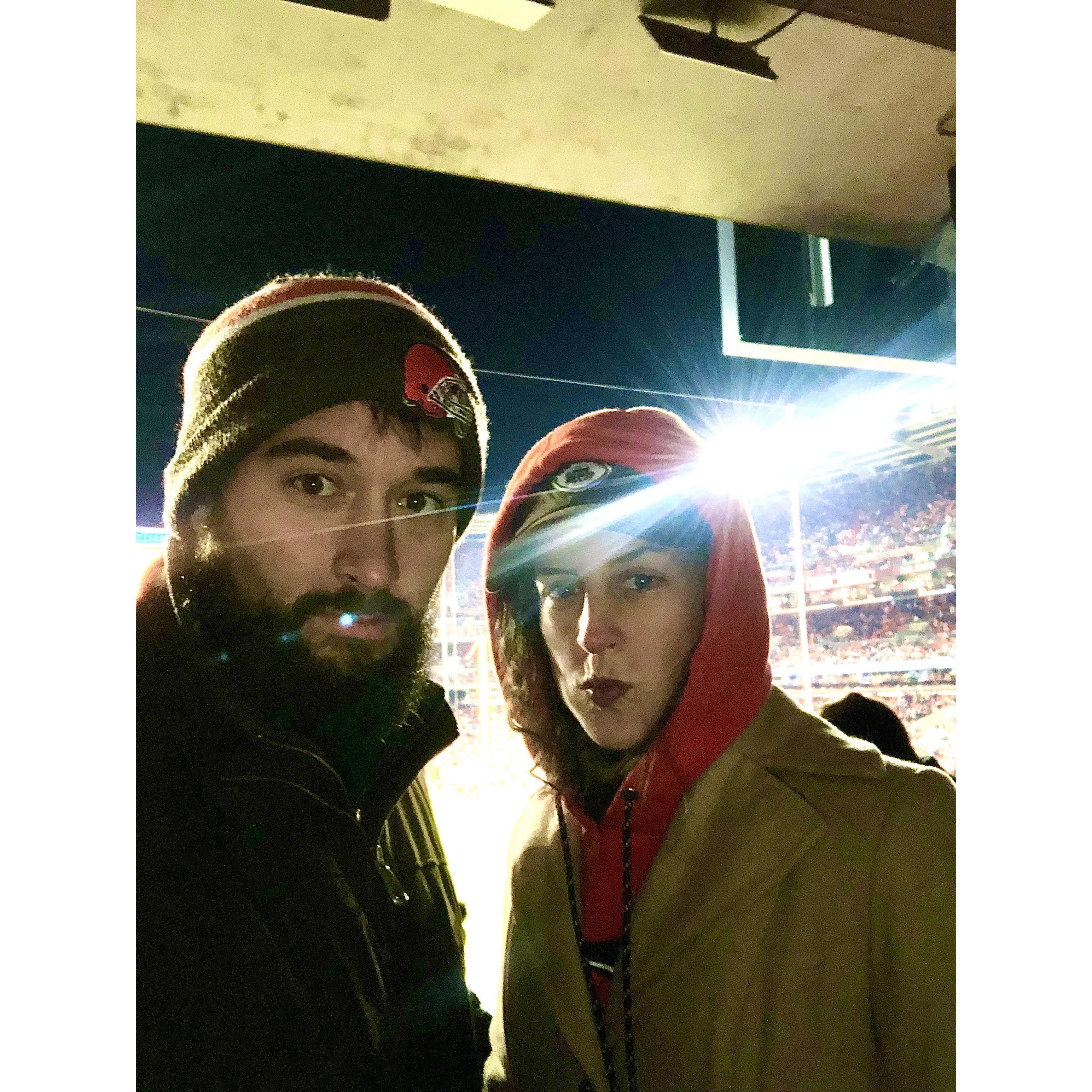Experiencing cold Cleveland at a Browns game