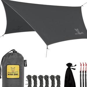 Wise Owl Outfitters Hammock Rain Fly – Waterproof Camping Tarp Cover with Tent Stakes & Carry Bag, Ultralight Shelter for Backpacking & Outdoor Shade