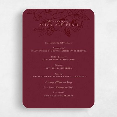 Red Rounded Wedding Program - Oriabel