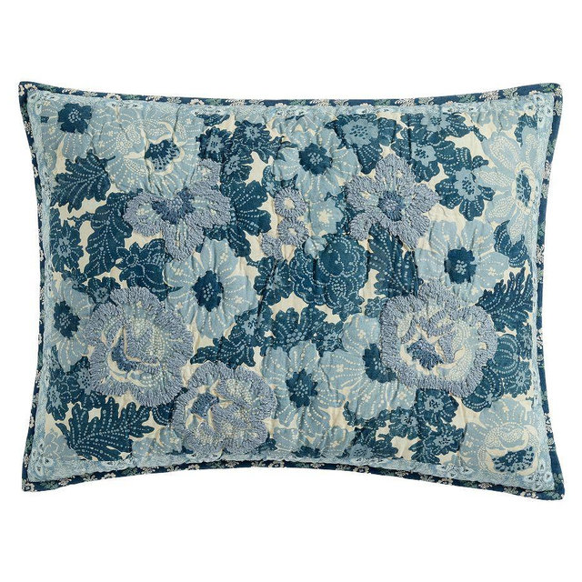 Kelley Floral Reversible Quilted Sham, Blue Multi, Standard