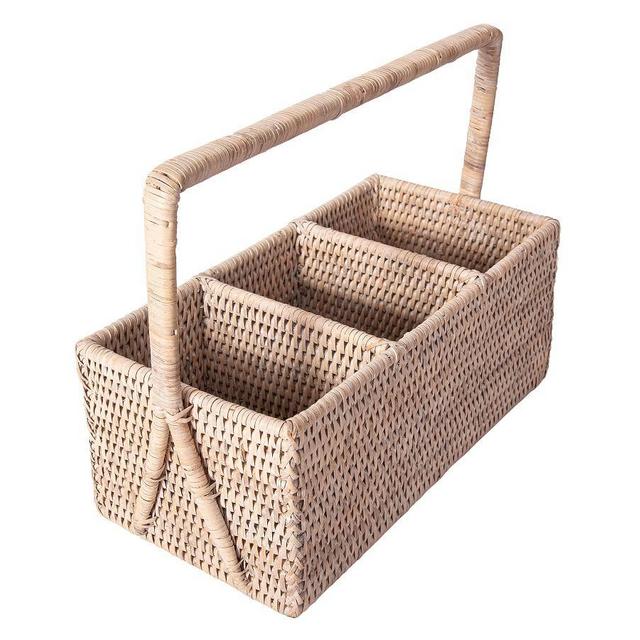 Tava Rectangular Rattan Flatware Caddy - Light Natural