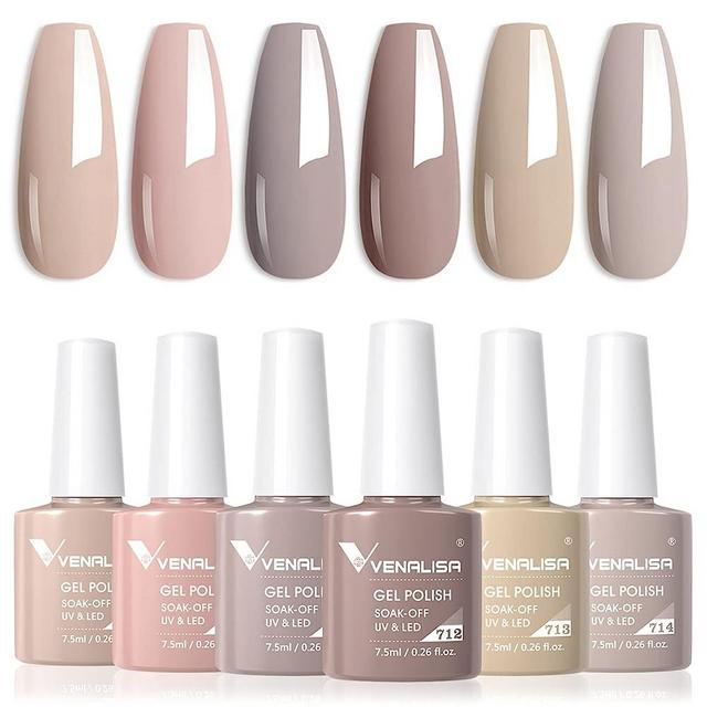 VENALISA Nude Gel Nail Polish Set- 6 Colors Pink Gel Polish All Seasons Skin Tones Neutral Polish Gel Kit DIY Manicure at Home Salon Gifts
