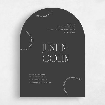 Black Arch Wedding Invitation - Vence Portrait