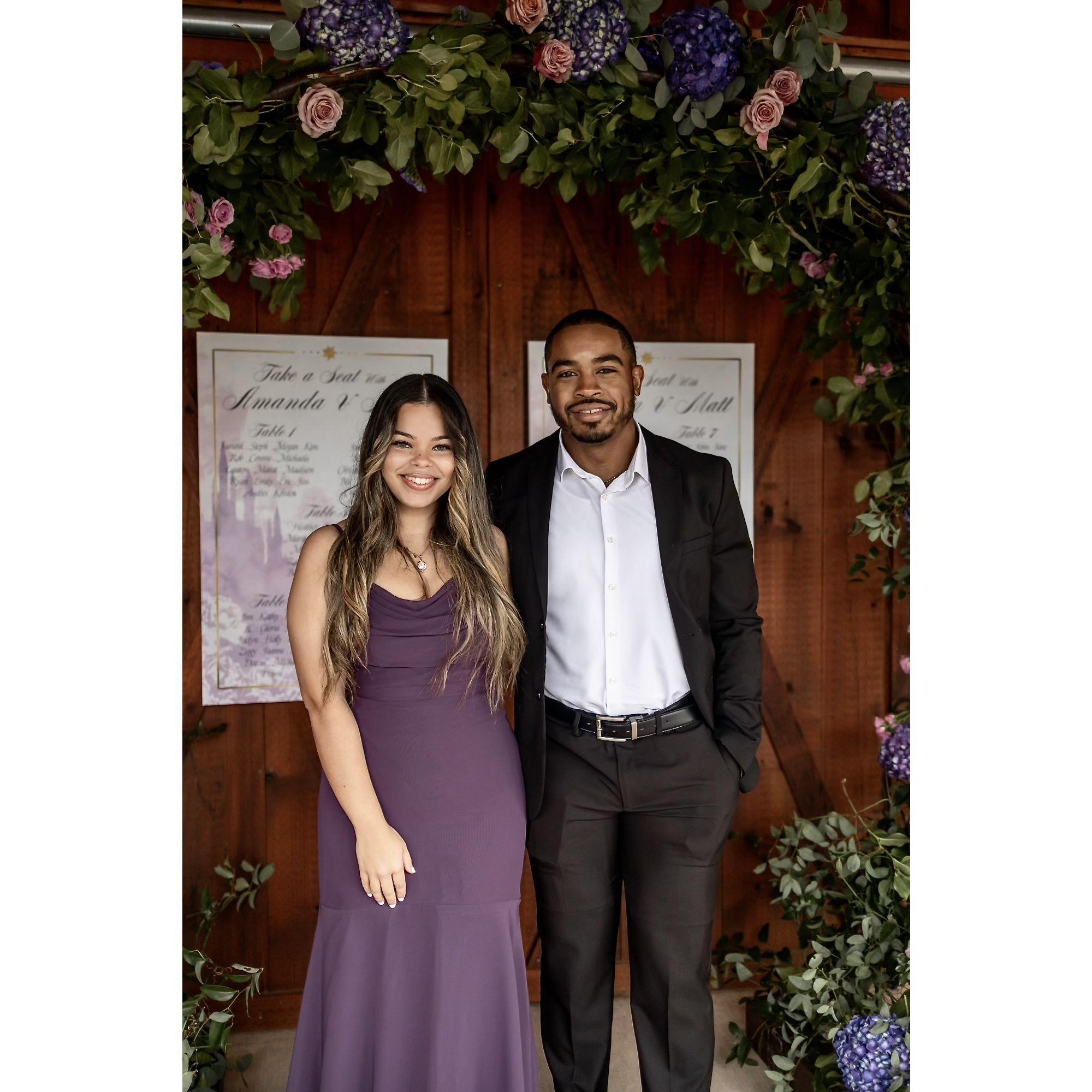 As a bridesmaid at Amanda's wedding, this is the first time he saw me walk down an aisle in a church!
