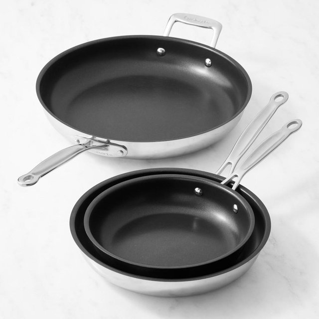 Cuisinart Chef's Classic Stainless-Steel Nonstick Fry Pans, Set of 3
