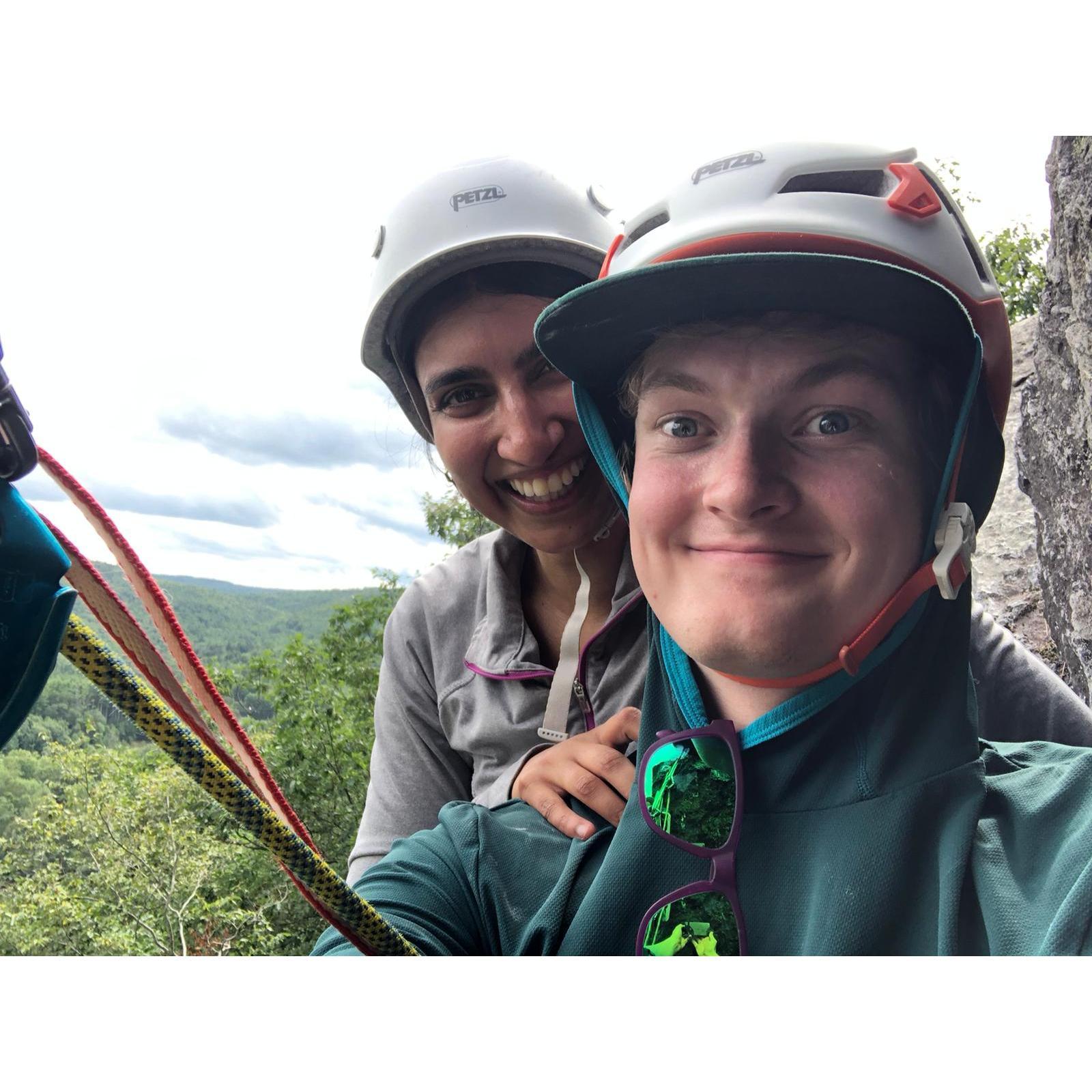 Our first outdoor climbing day together and Uji's first multipitch.