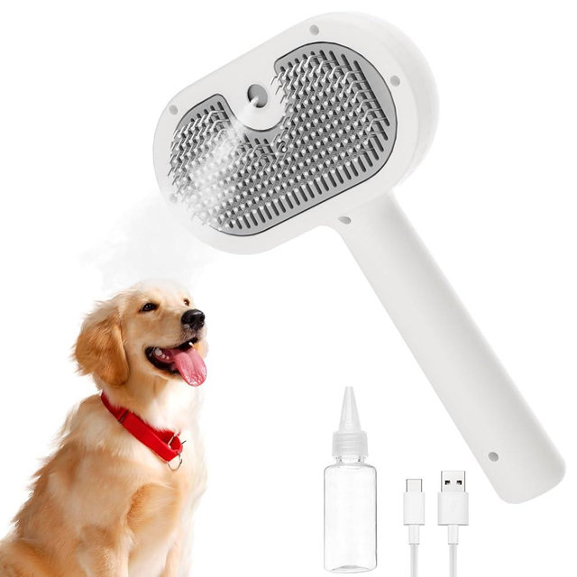 FURGO Cat Steam Brush for Shedding,3 in 1 Steam Pet Brush for Cats & Dogs, Efficient Hair Removal & Cleaning, Pet Hair Removal Tool Suitable for All Pet Fur Types