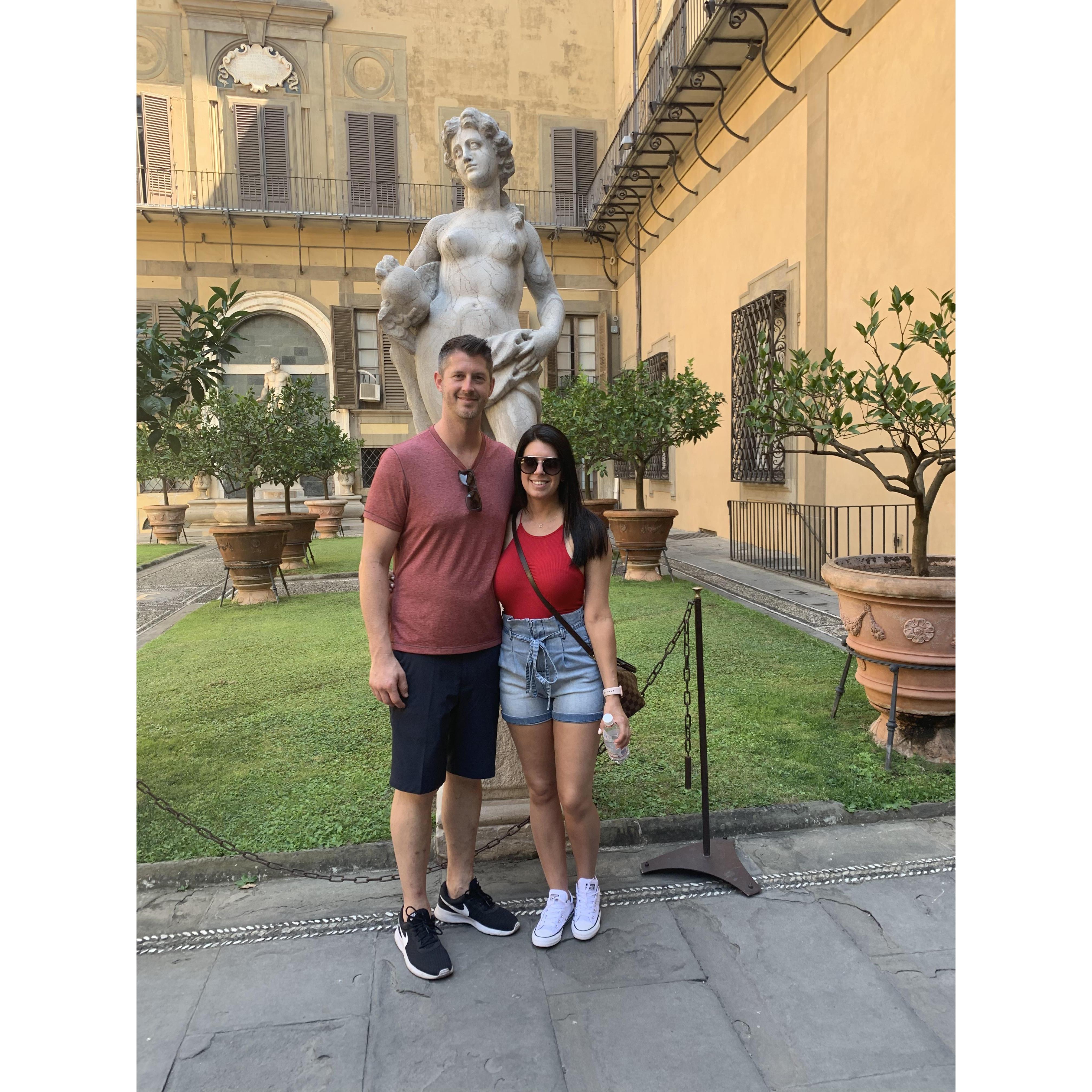 Sightseeing in Florence, Italy with our tour guide.