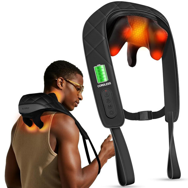 CuPiLo Cordless Neck Massager with Heat, HSA Store FSA Eligible 4D Kneading Shoulder Massager for Pain Relief Deep Tissue, Electric Shiatsu Massage for Neck and Shoulder, Fathers Day Dad Gifts for Men