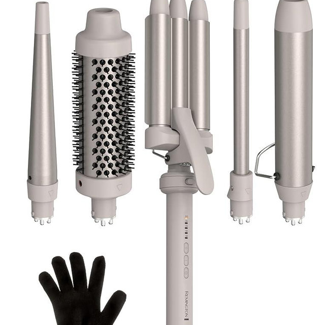 Remington 5-in-1 Curling Wand Set – Interchangeable Ceramic Curling Iron for Beach Waves, Loose & Tight Curls, Multi Styler Hair Tool, Fast Heat, Salon Results at Home